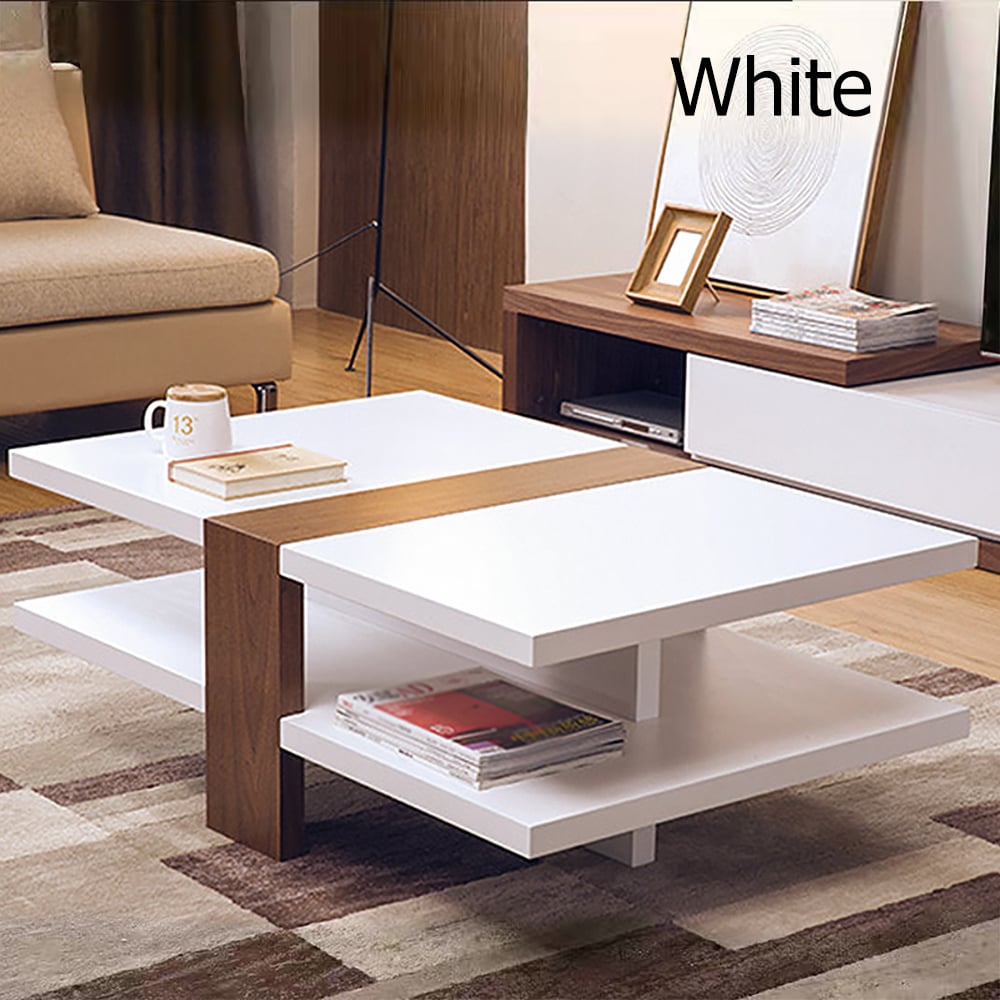 Moderne salontafel met opbergruimte in rechthoekig wit Vensterafbeelding