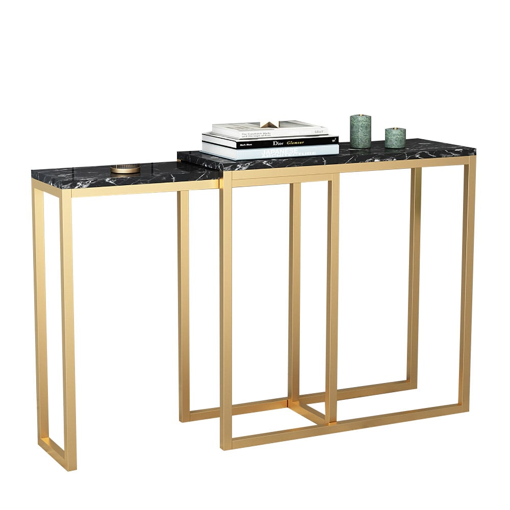 Black Adjustable Console Table with Marble Top window image