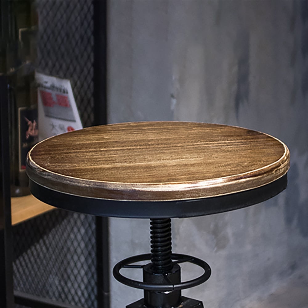 Industrial Bar Set with Stools Wood Top & Metal Base Adjustable Height Table & Bar Stools window image