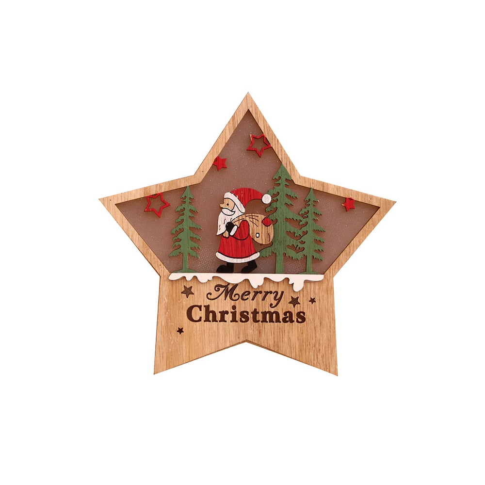 Christmas Decoration Table Lamp Wood Battery Operated LED Desktop Lamp Set of 2 C window image