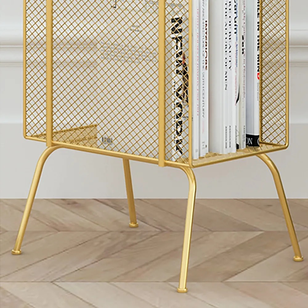 Modern End Table with Shelf 3-Tiered Metal Side Table in Gold window image