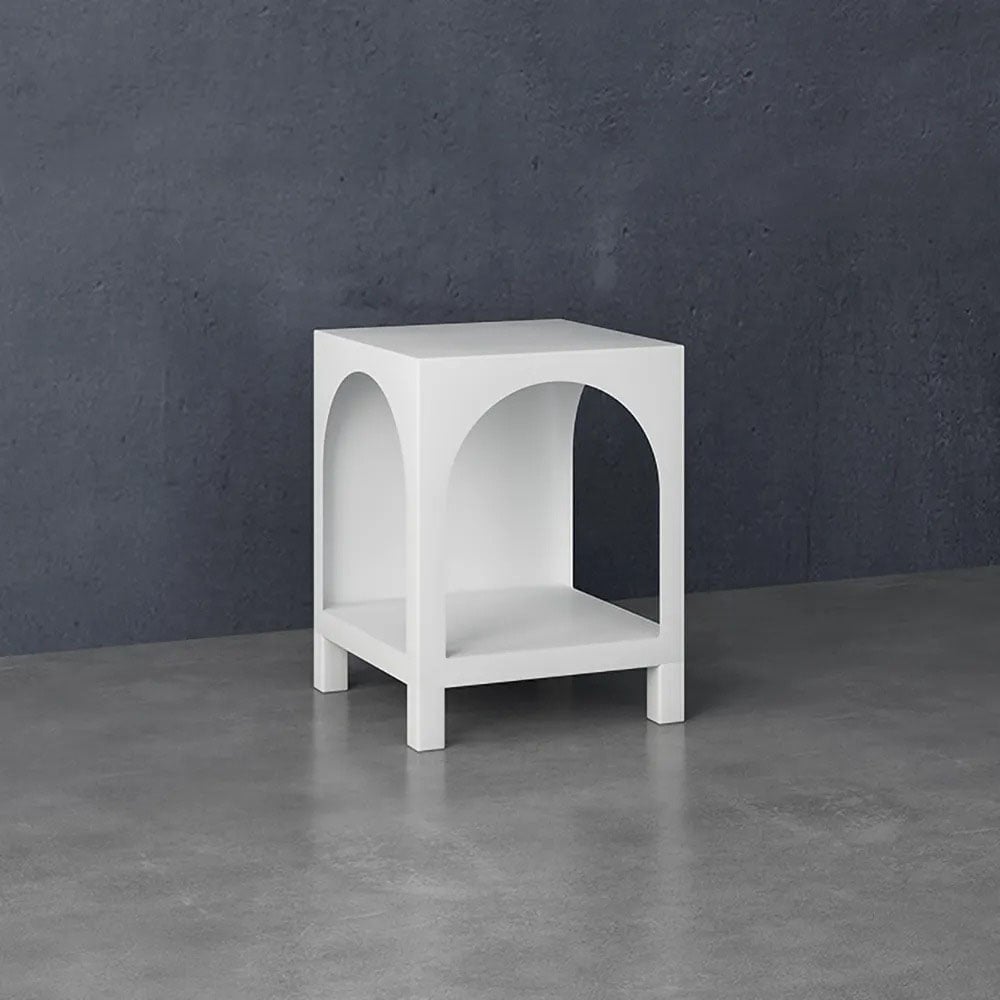 2-Tiered End Table with Storage Side Table White window image