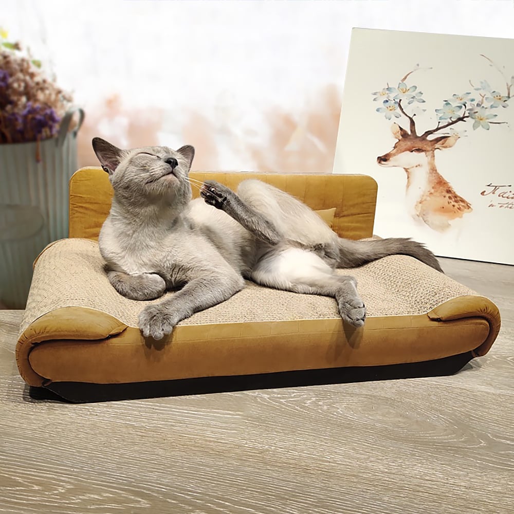 23.6" Chaise-Style Cat Sofa Bed Cat Chaise Lounge Corrugated Board for Crawl Scratch window image