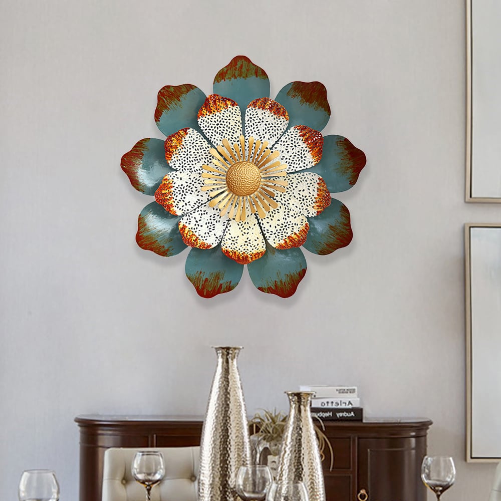 15" Creative 3D Metal Lotus Flower Wall Decor Home Room Background Art window image