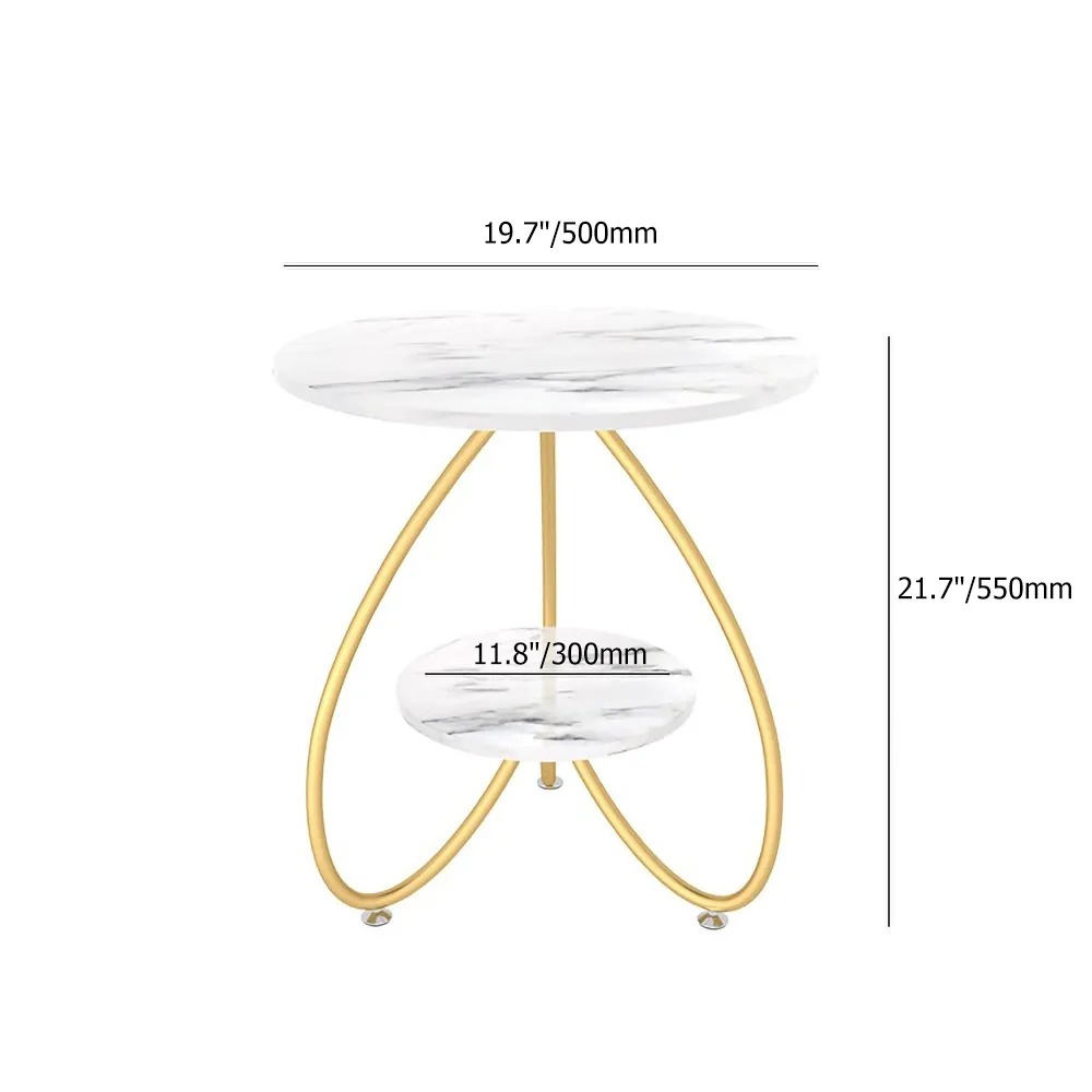 Black End Table 2-Tiered with Shelf Marble Top Side Table Metal window image