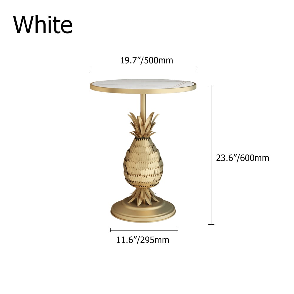 Table d'extrémité noire en pierre et base en métal Table d'appoint ronde  image de fenêtre