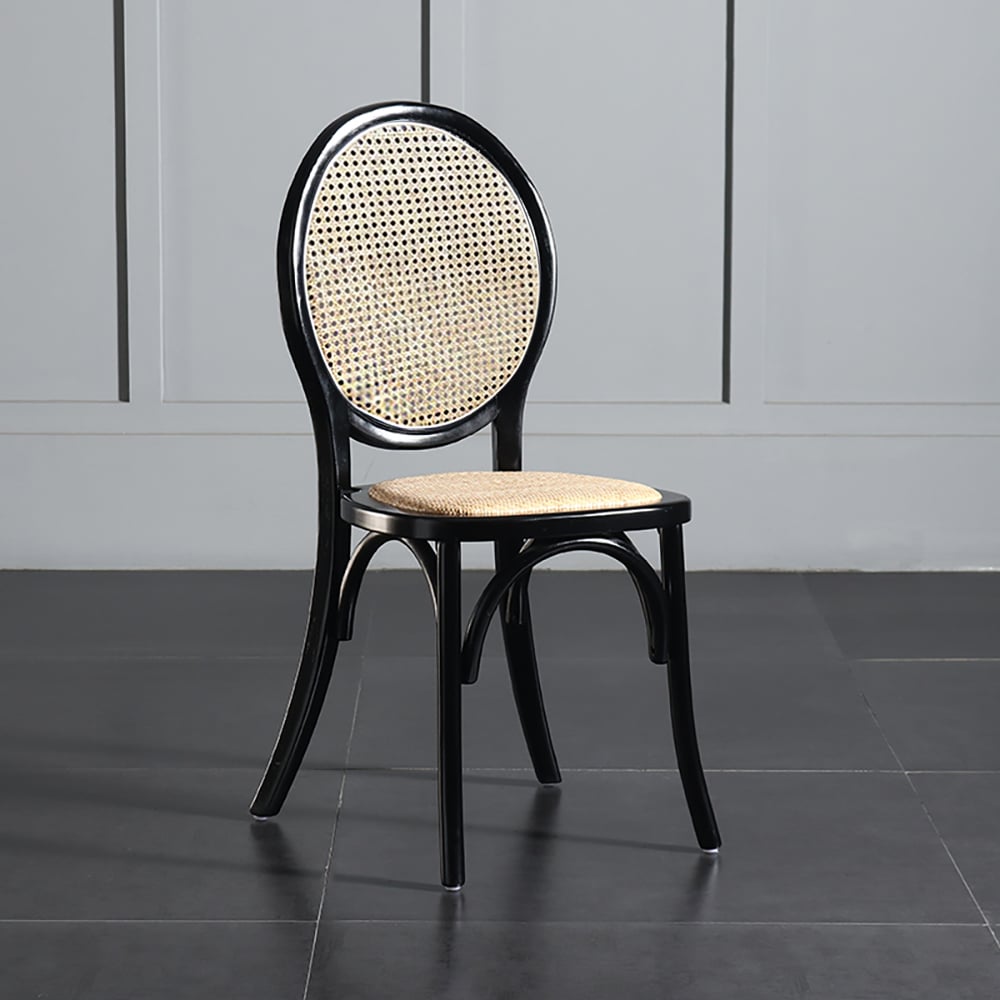 Solid Wood Dining Chair High Back Dining Chair Set of 2 in Black window image