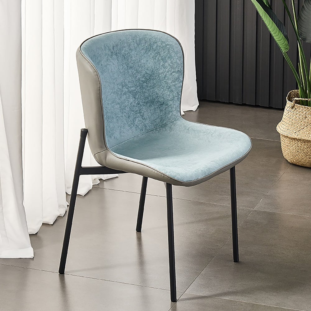 Modern Dining Chair High Back Upholstered Leath-aire Set of 2-Light Blue window image