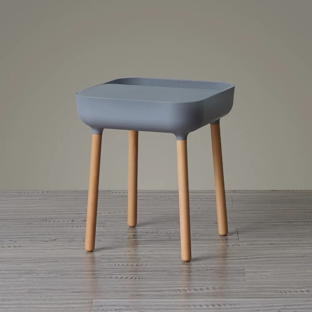 Set of 2 Blue Side Table with Storage Wood Modern End Table window image