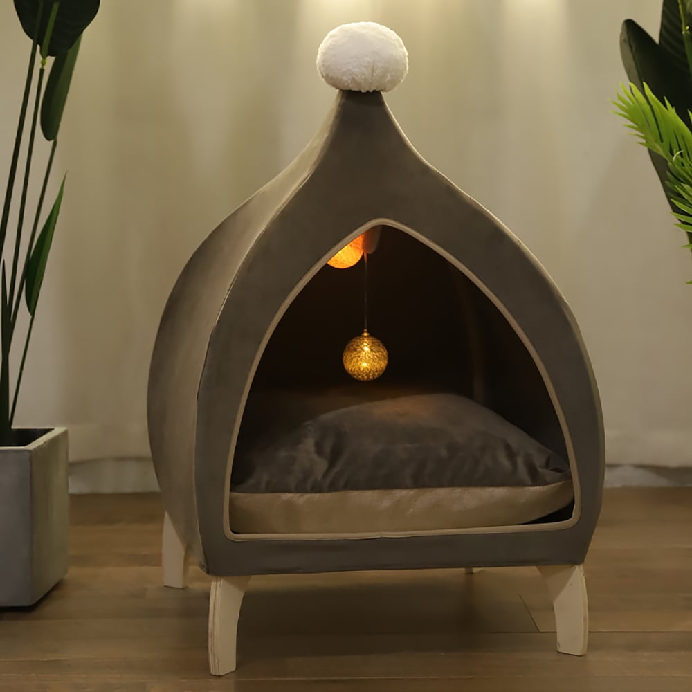 Cama de tienda para gatos grande cubierta de terciopelo de 600 mm con almohadilla acolchada Imagen de ventana