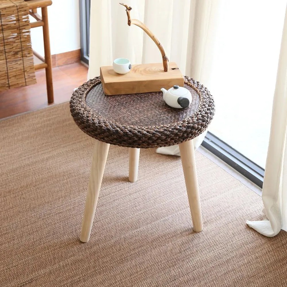 Rustic Walnut Round Side Table Wooden window image