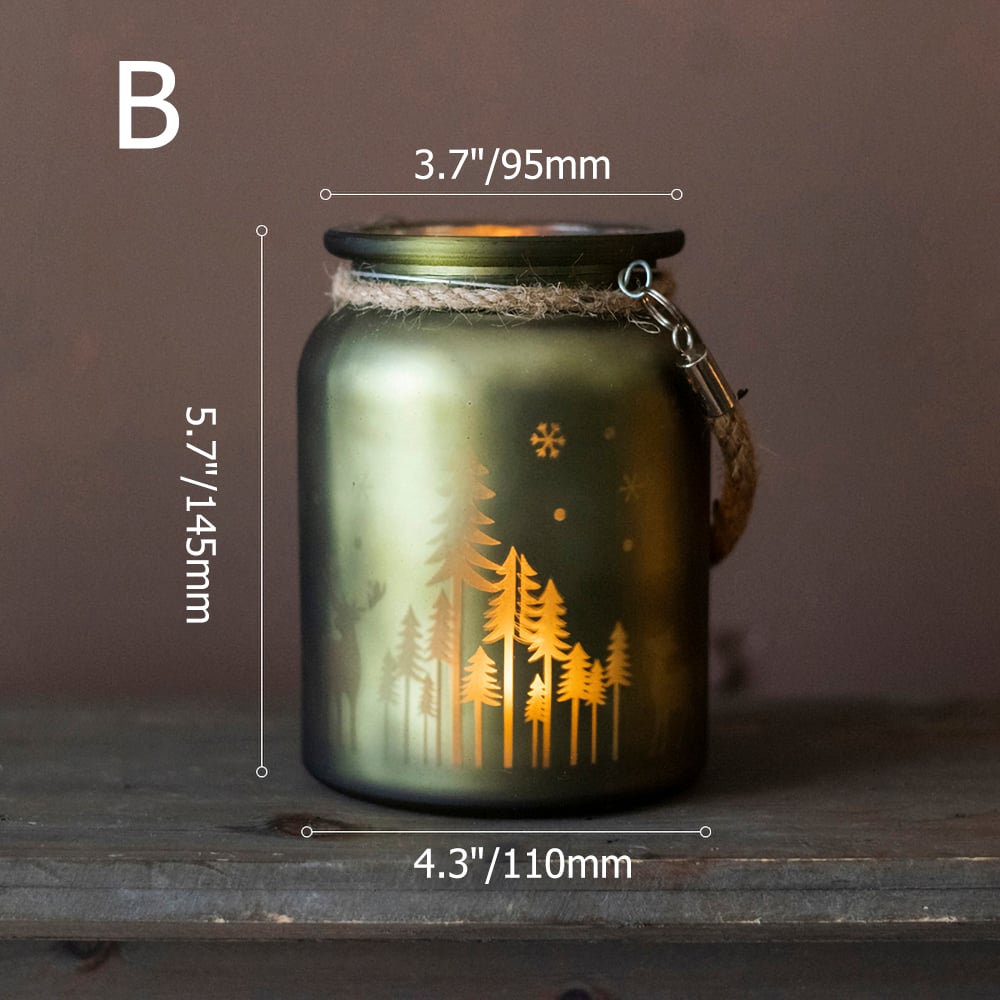 Romantic Christmas Votive Candle Holder Cup Glass Cup Decorative Painted Grass window image