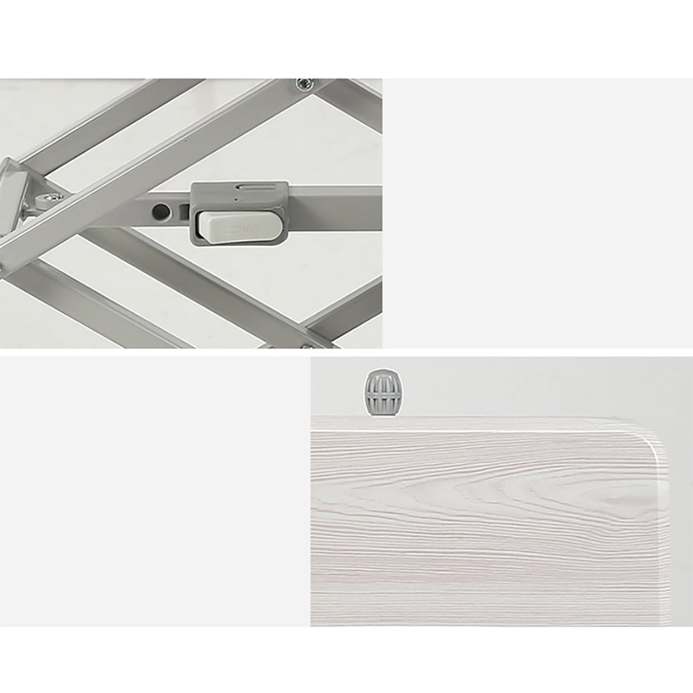 White Foldable Side Table Adjustable Desk with Four Heights window image