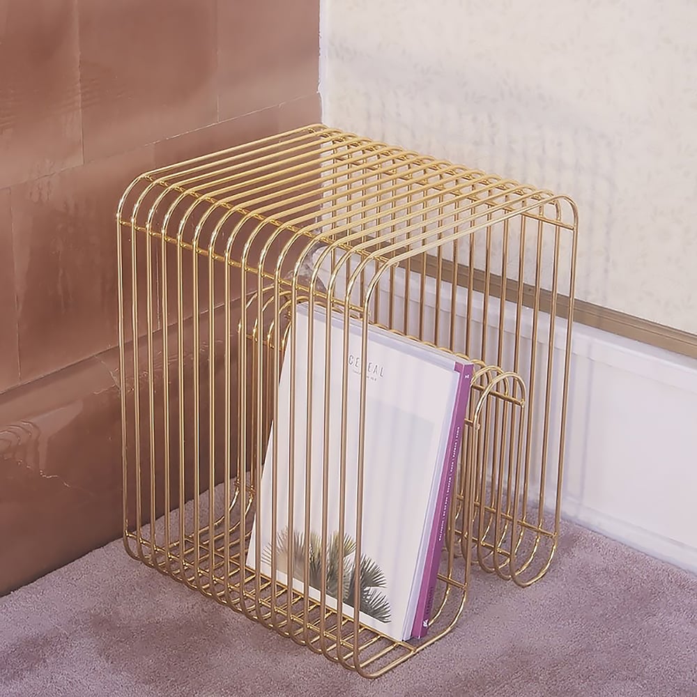 3-Tiered Decorative Magazine Rack in Gold window image