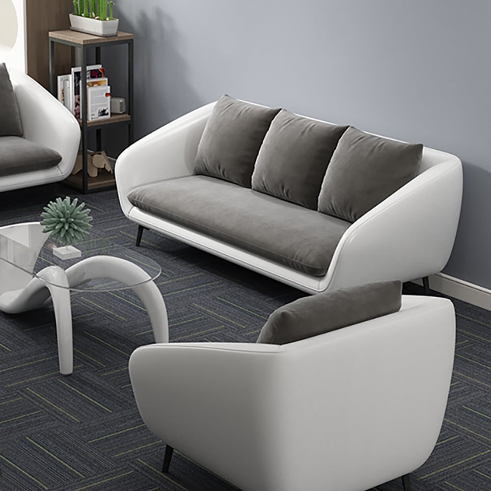 Canapé 3 places rembourré en velours nordique gris 2000 mm Coussin inclus image de fenêtre