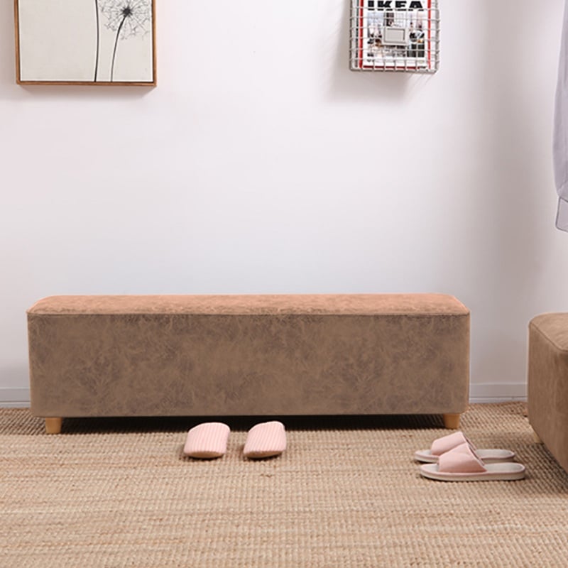 47" Modern Upholstered Solid Wood Bench Light Brown window image