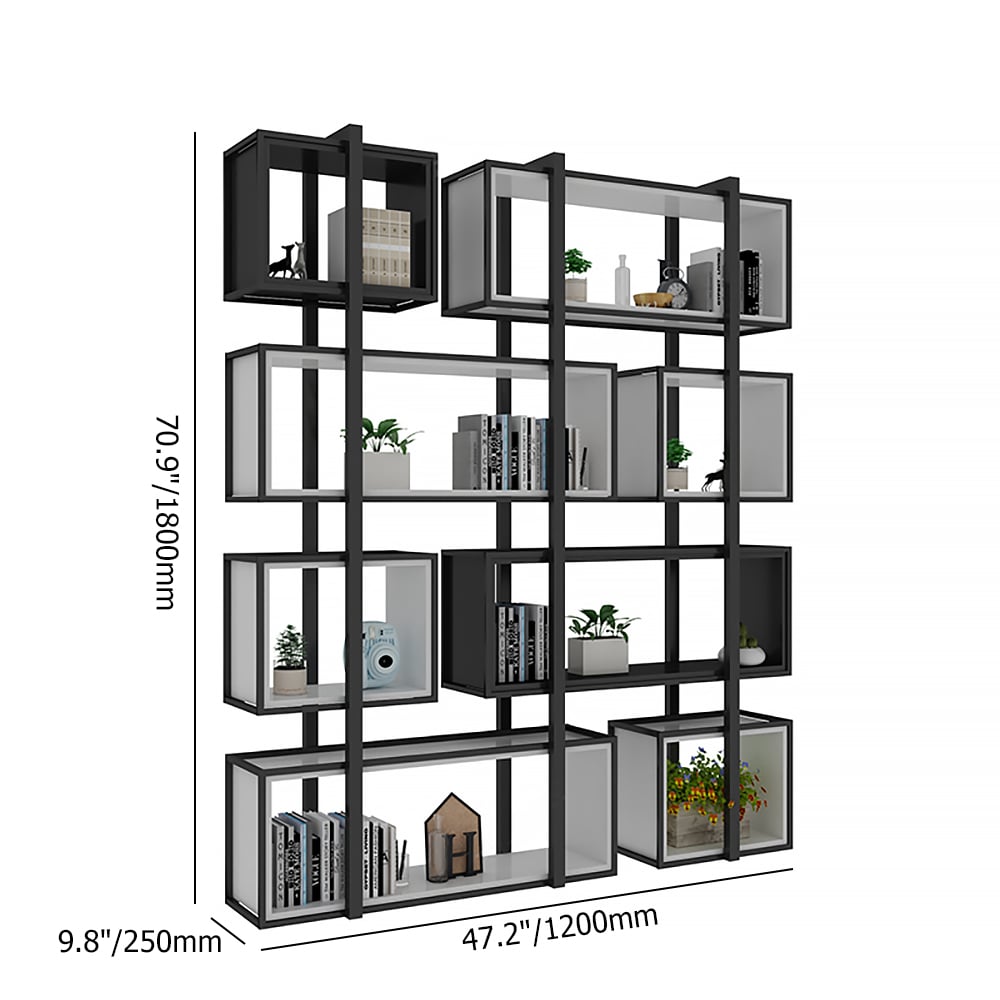 70.9" Nomore-Style Freestanding Etagere Bookshelf in Black window image