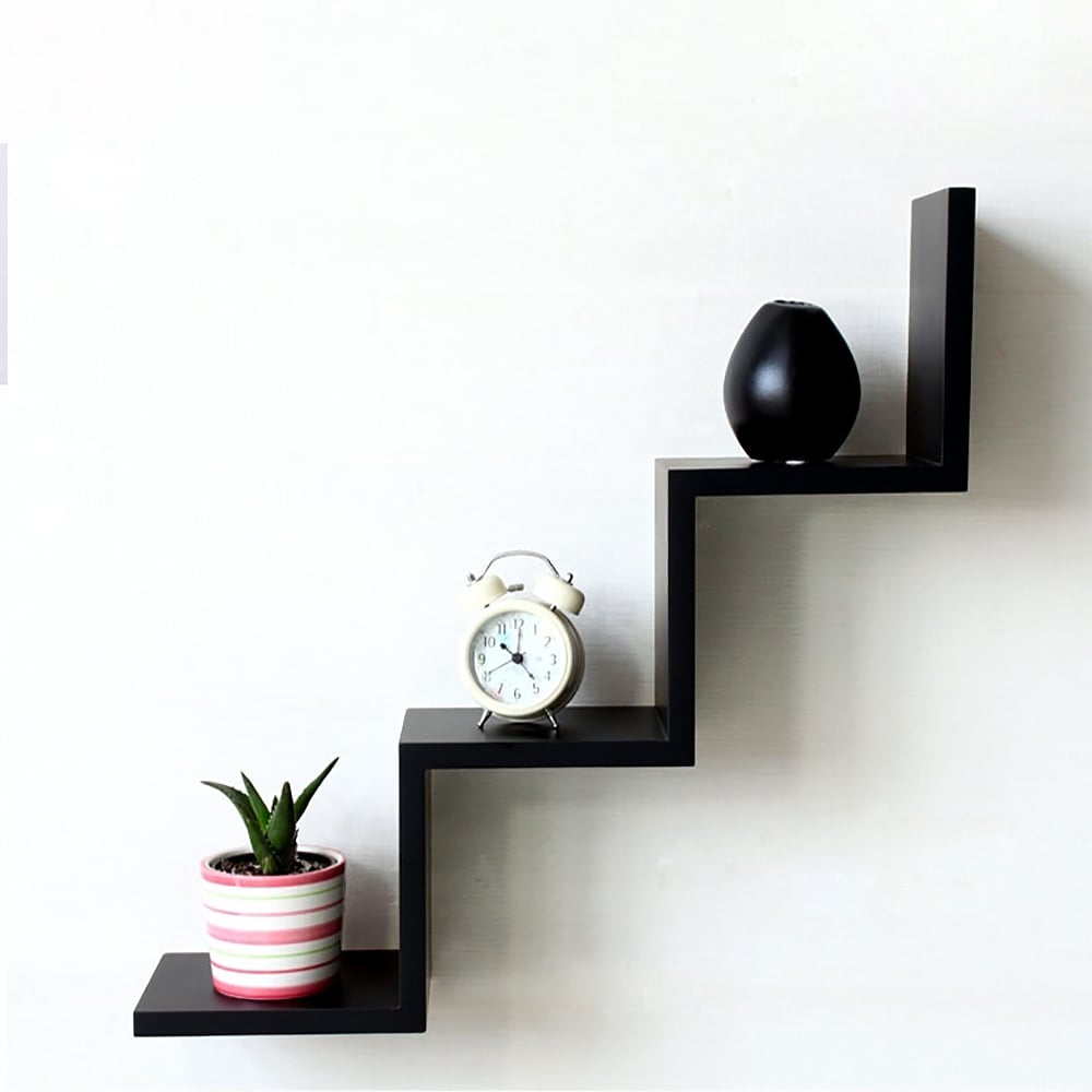 Modern 'W' Wall-Mounted Shelf in Black window image