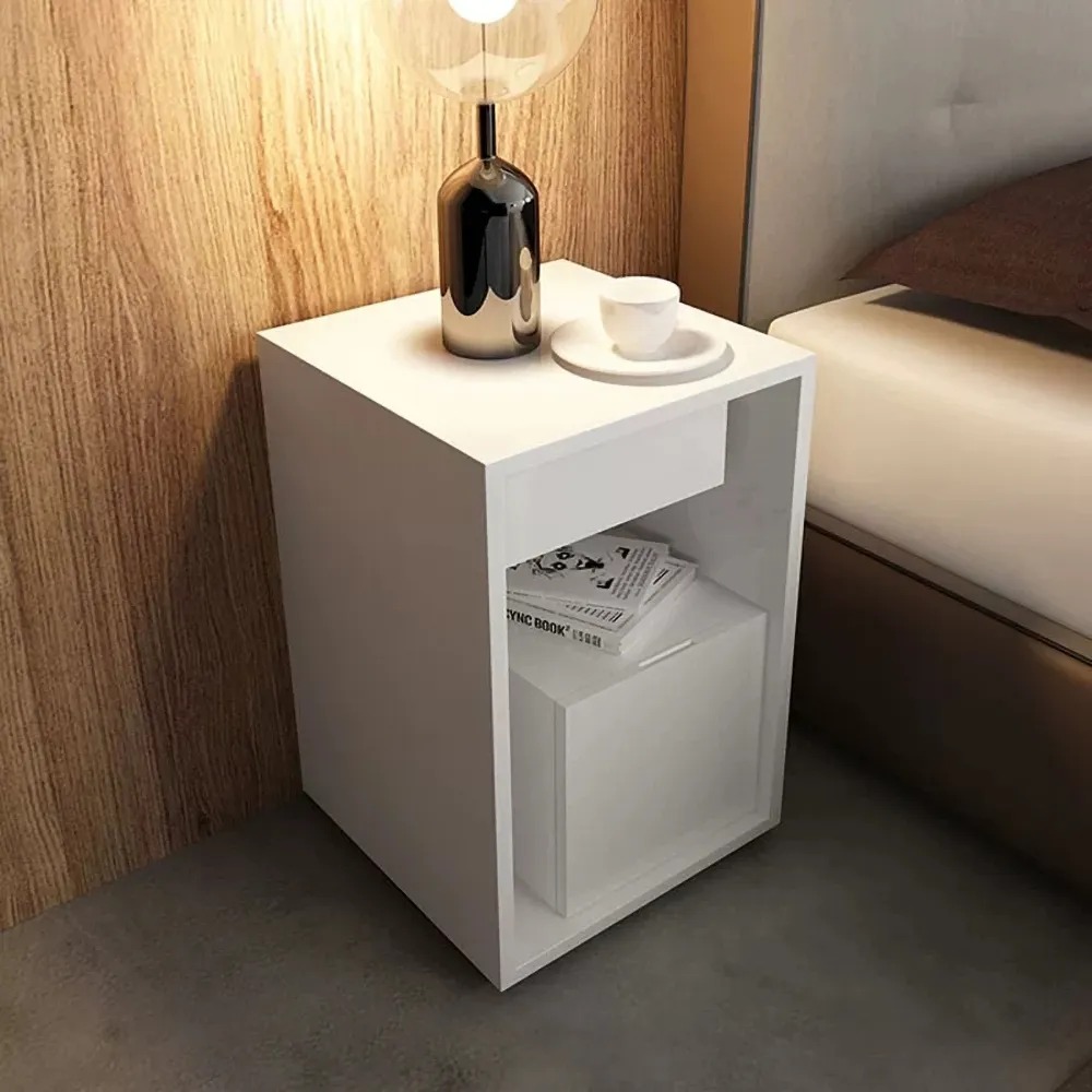 Witte bijzettafel met laden en planken bijzettafel Vensterafbeelding