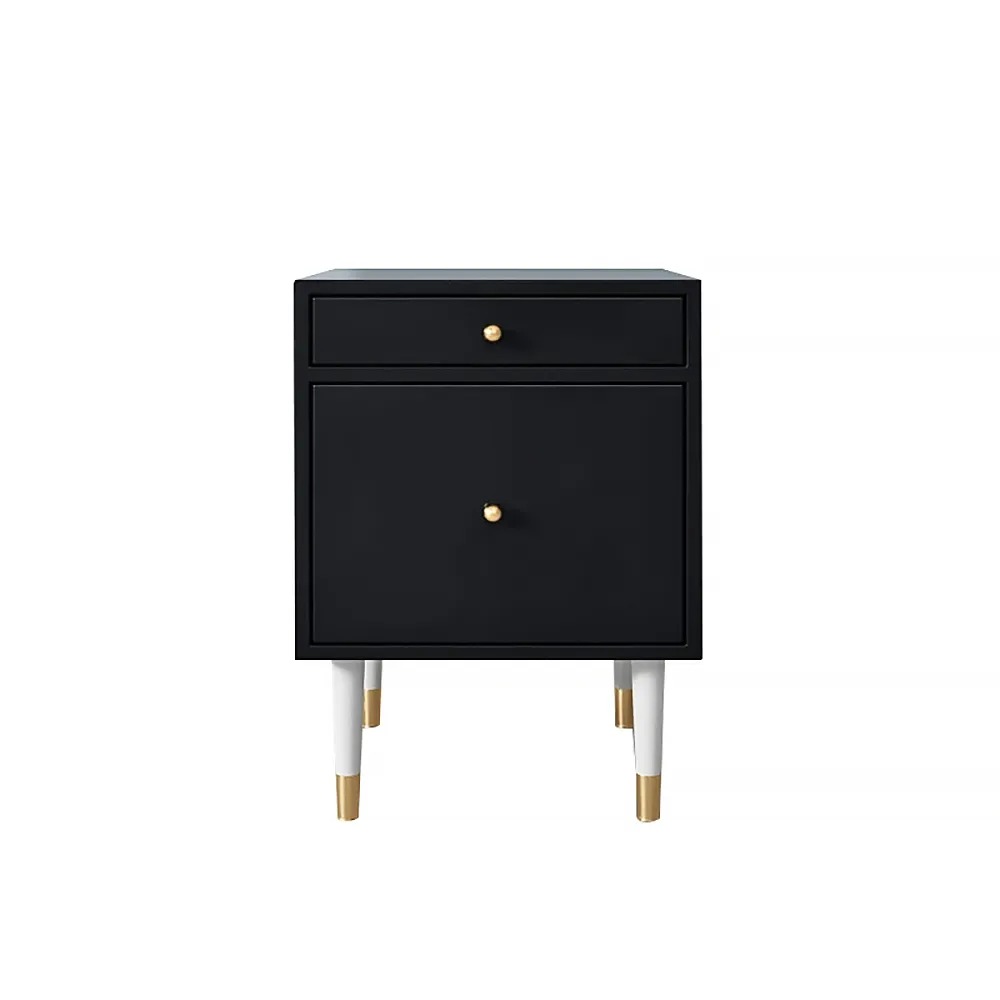 Black Modern Bedroom Nightstand 2-Drawer Bedside Table window image