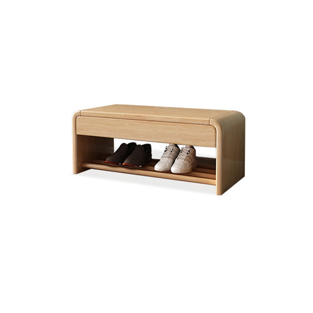Rustic Wooden Shoe Rack with Drawer-Natural window image