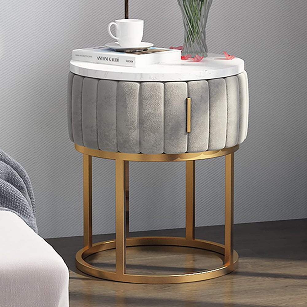 Grey Marble End Table with Drawers Marble Frame Round Side Table window image