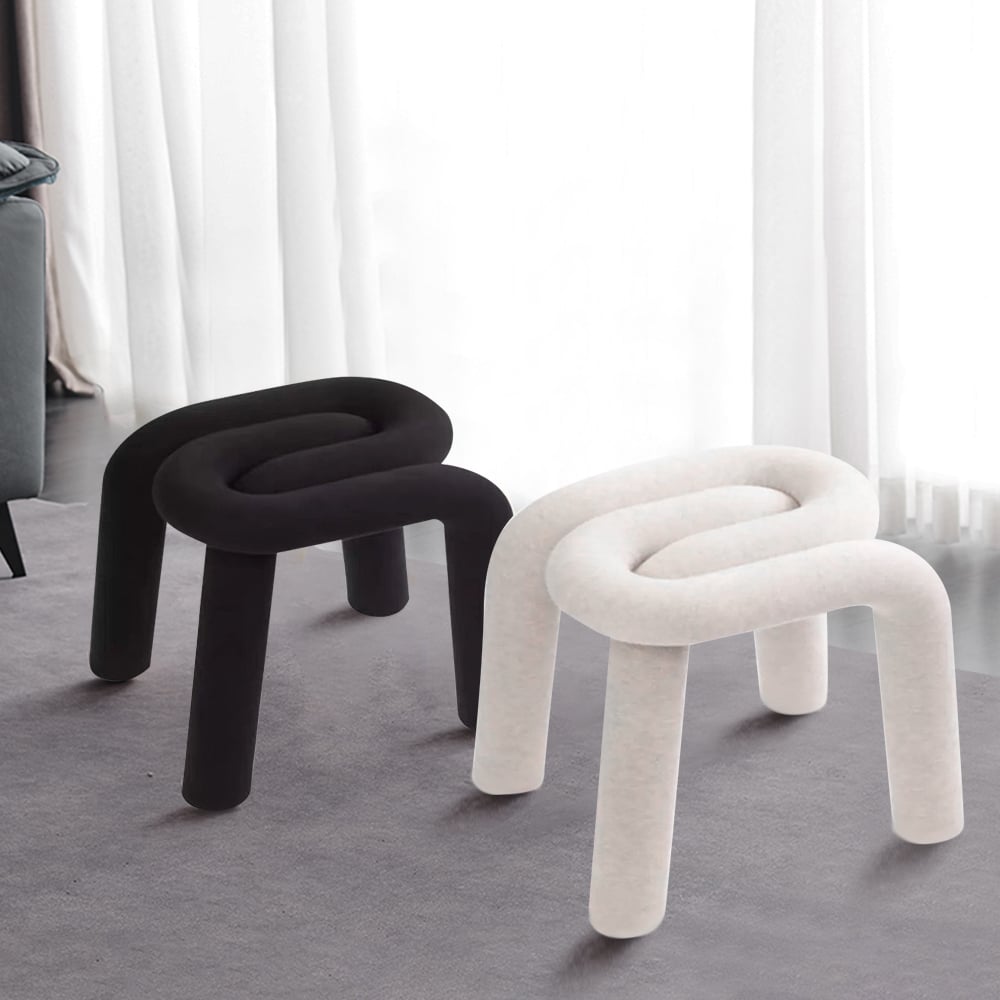 White Wool Upholstery 4-Legs Kids Chair Simple Design window image