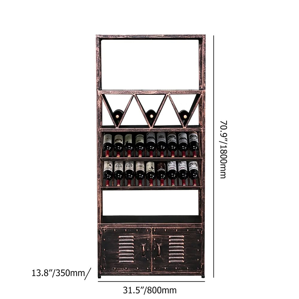 Industrial Contemporary Standing Metal Wine Rack in Antique Brass window image