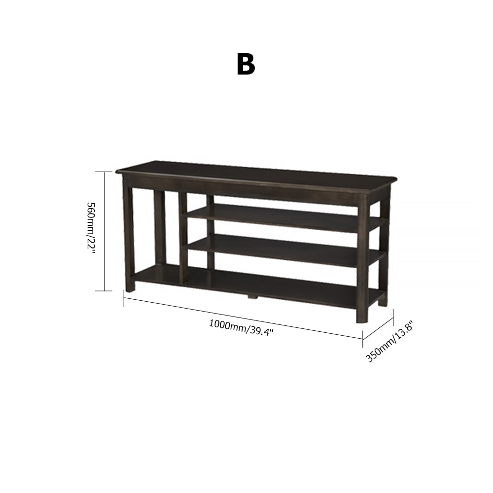 1000mm Black Walnut Shoe Rack Bench Storage with 3 Tier Shelves and Hidden Storage window image