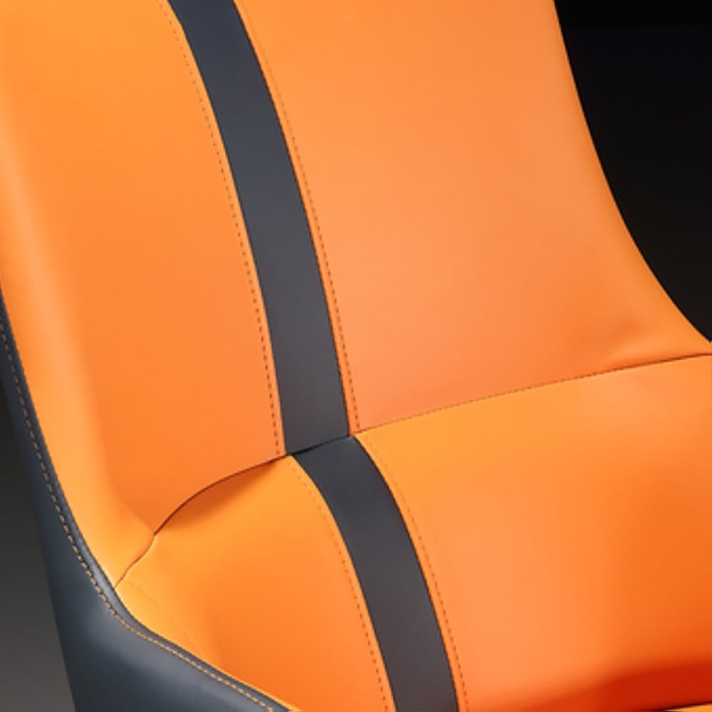 Modern Dining Chair High Back PU Leather Upholstered Dining Chair in Orange window image
