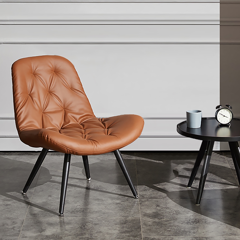 Modern Accent Chair Tufted PU Leather Upholstered Modern Chair window image