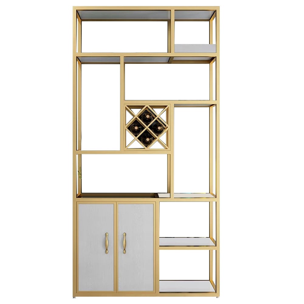 1800mm Luxury Standing Wine Rack Cabinet in White & Gold window image