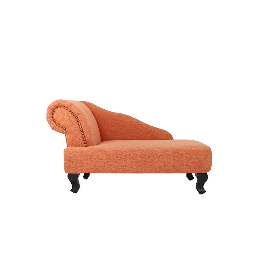 730mmL x 380mmW Chaise-Style Pet Sofa Bed Linen Dog Couch with Nailhead Trims in Orange window image