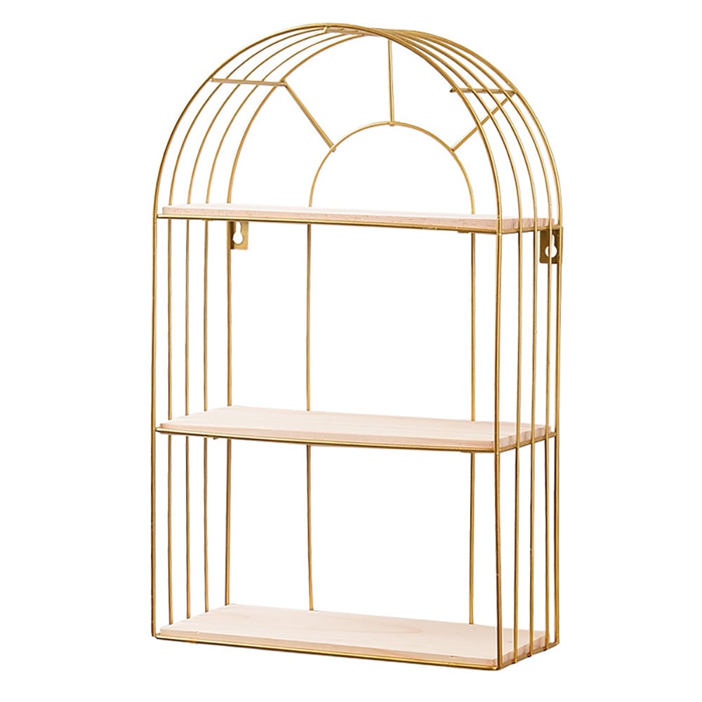 Modern Gold 3-Tier Bathroom Storage Rack Floating Shelf window image