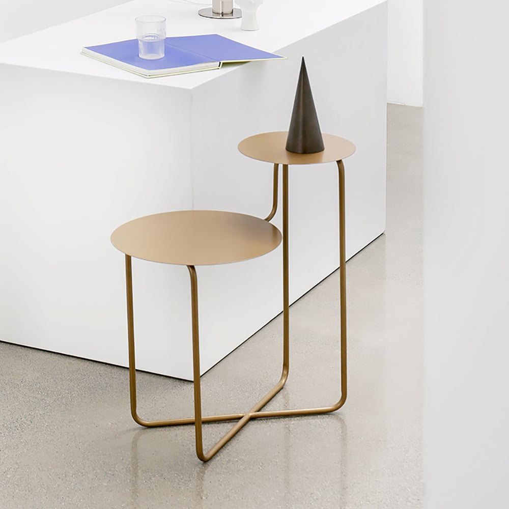 Round End Table Metal Side Table in Gold window image