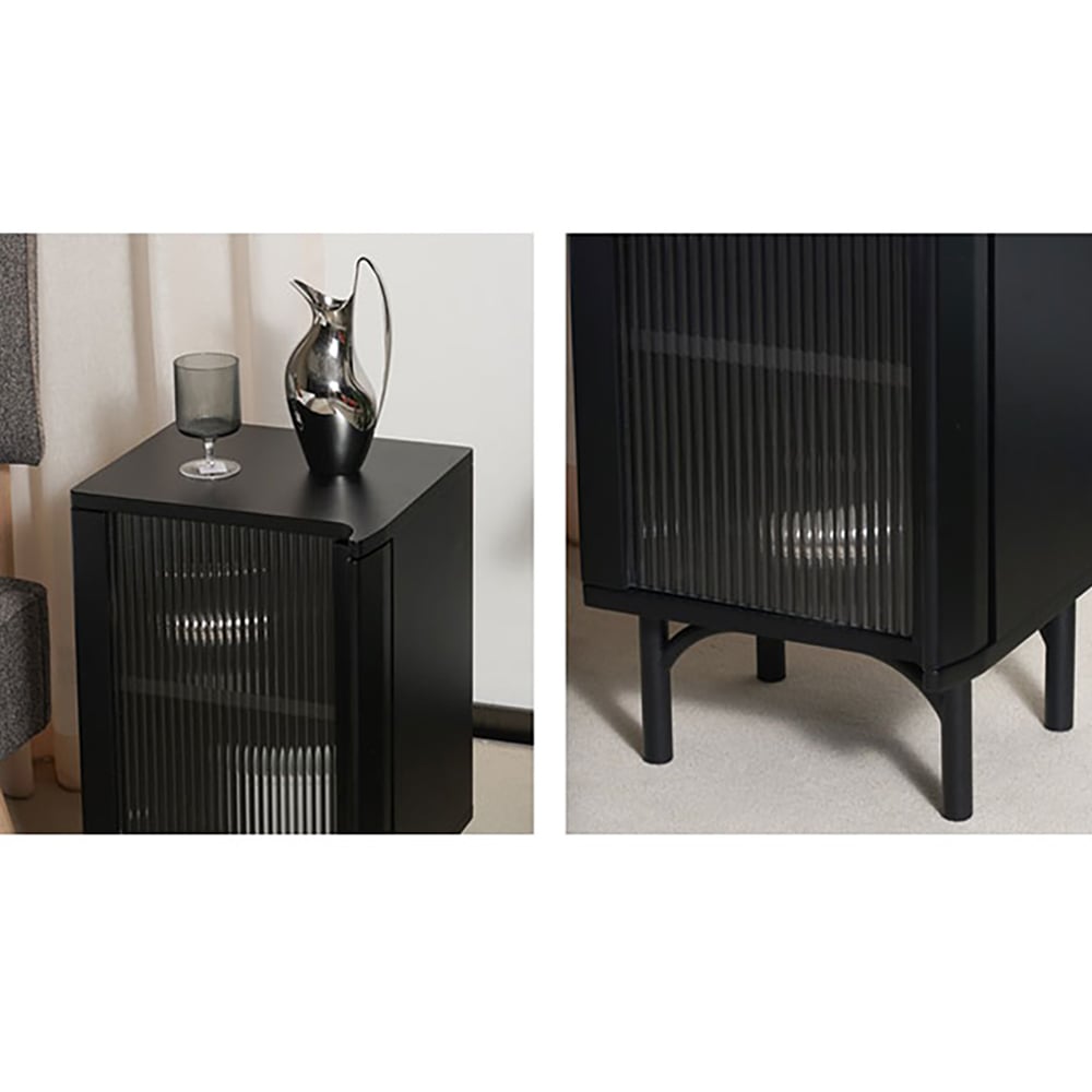 Black Bedroom Nightstand with Storage Modern Bedside Table window image