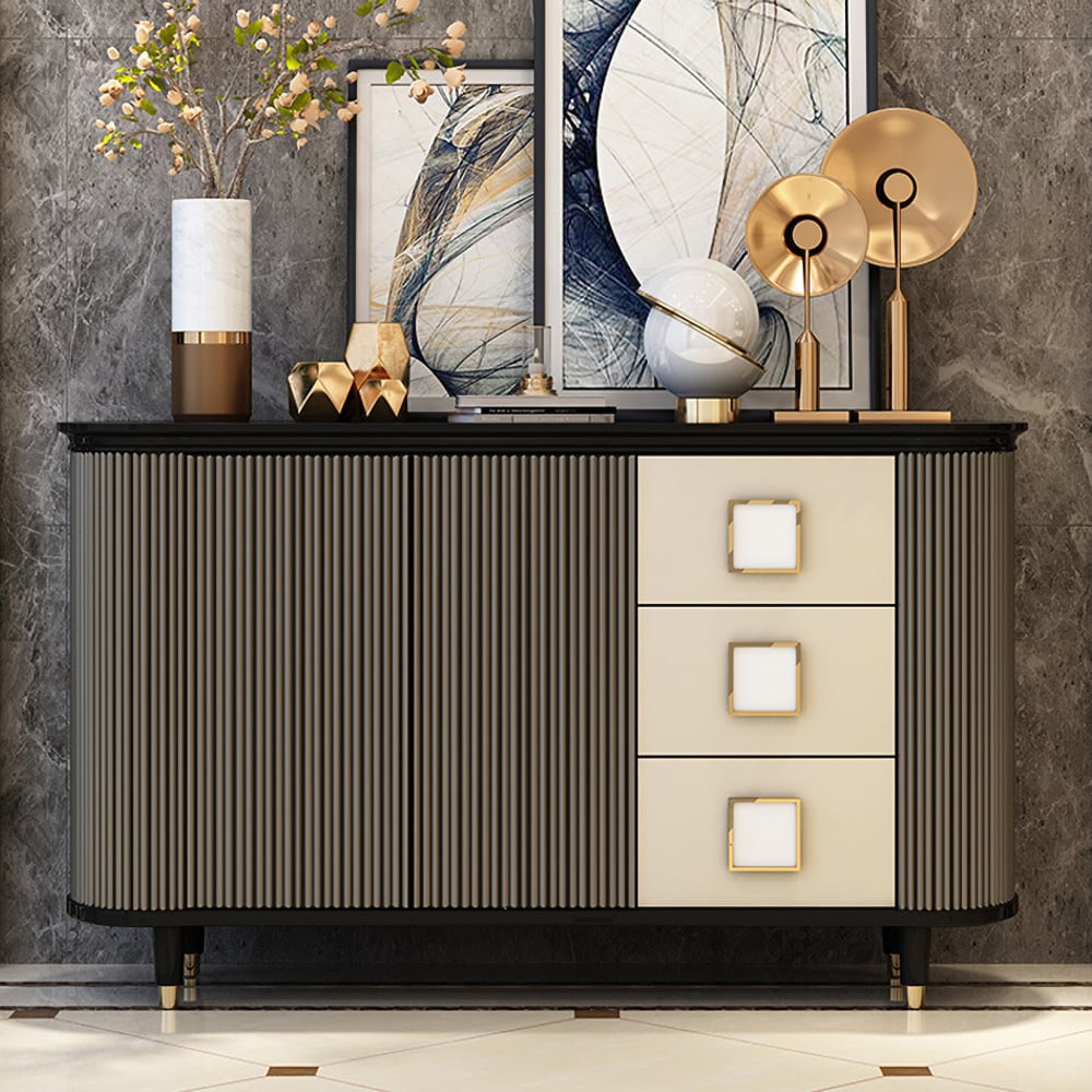 1500mm Modern Black Sideboard Buffet with Doors & Drawers & Shelf in Gold window image