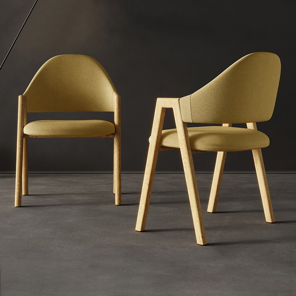 Questions et Réponses pour Chaise de salle à manger rembourrée en lin marron Chaise à dossier incurvé 8 pièces