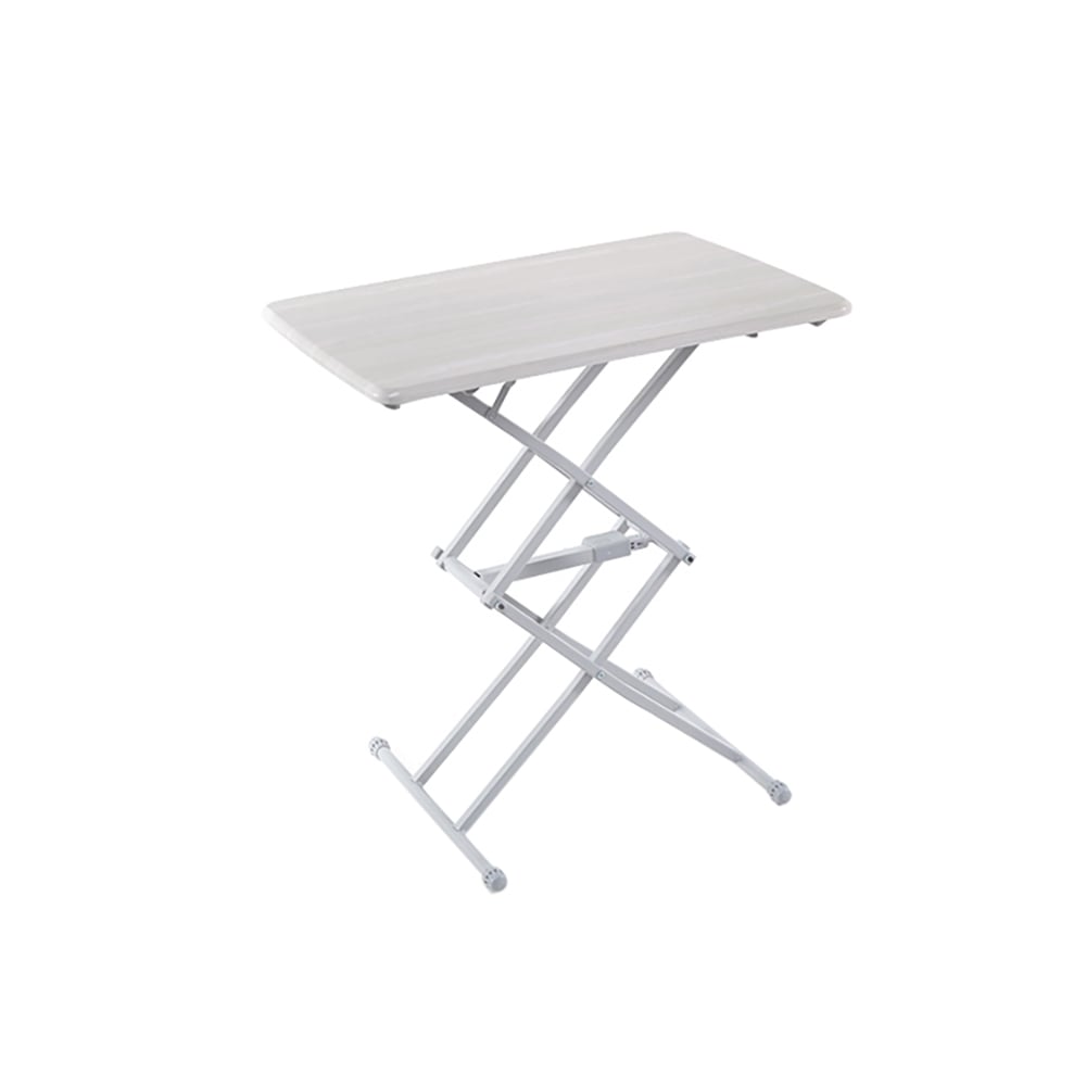 White Foldable Side Table Adjustable Desk with Four Heights window image