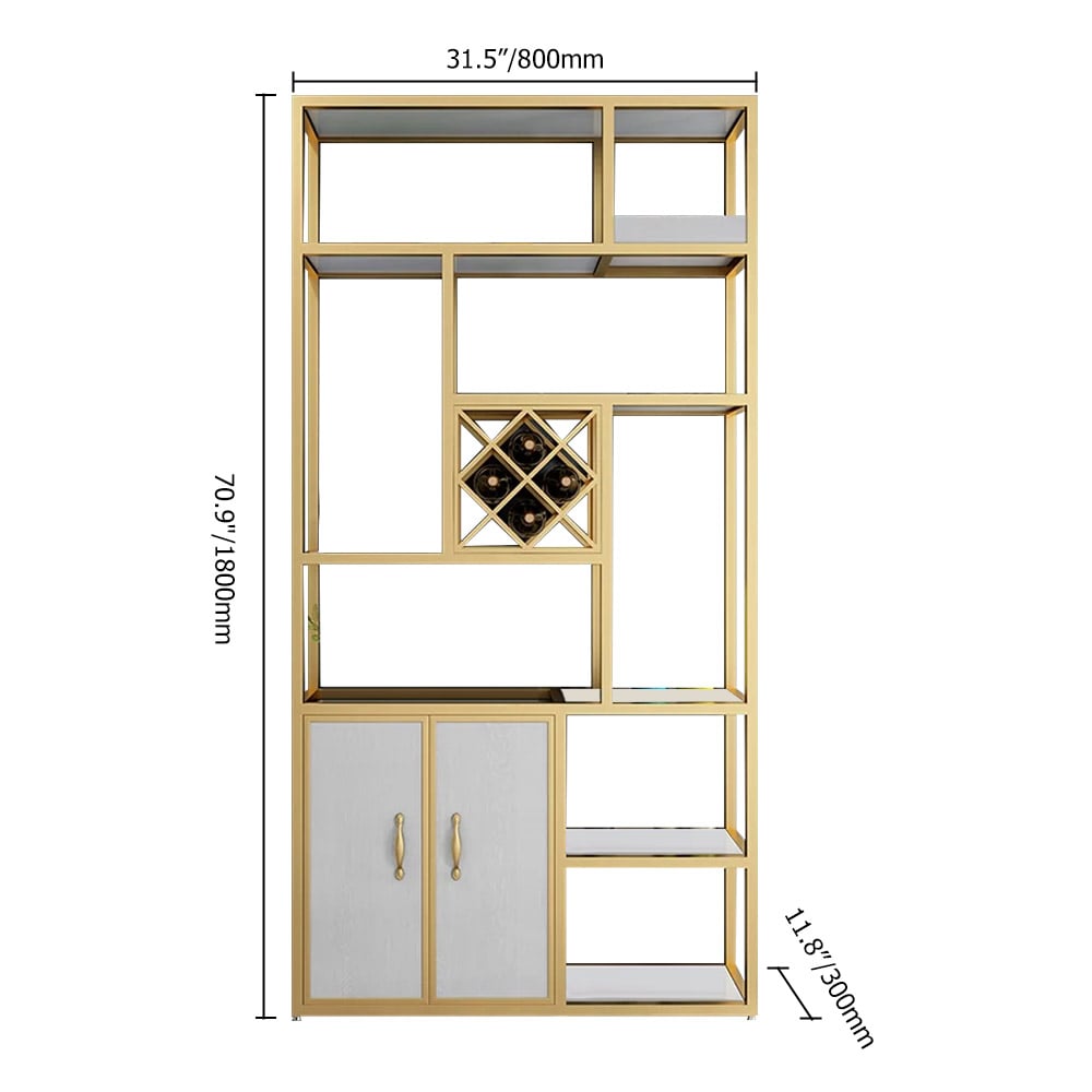 1800mm Luxury Standing Wine Rack Cabinet in White & Gold window image