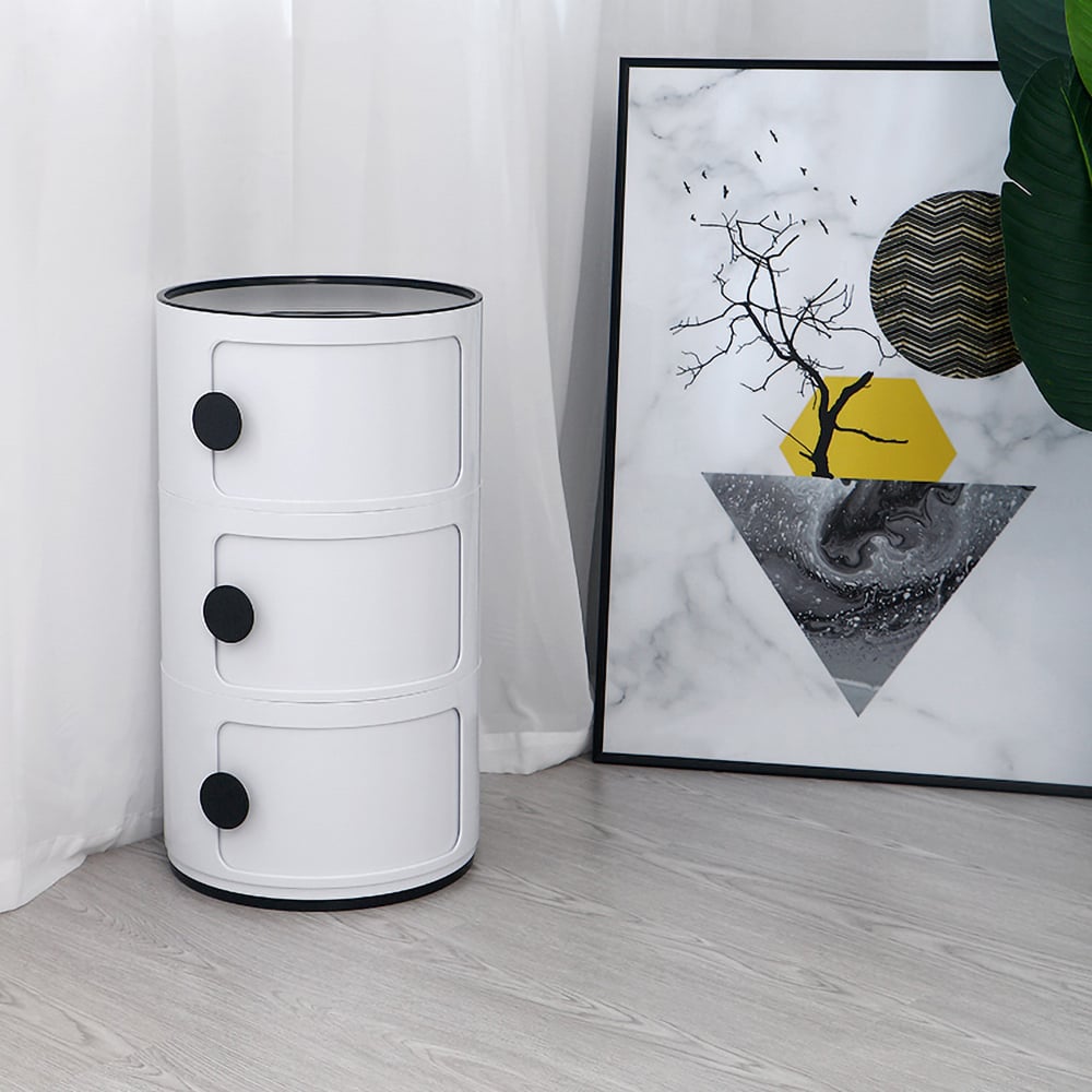 Table de chevet moderne de chambre blanche 3 portes image de fenêtre