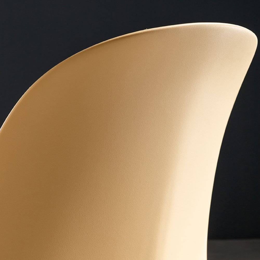Modern Yellow Dining Chair PP Plastic Unique Backrest Armless Chair window image