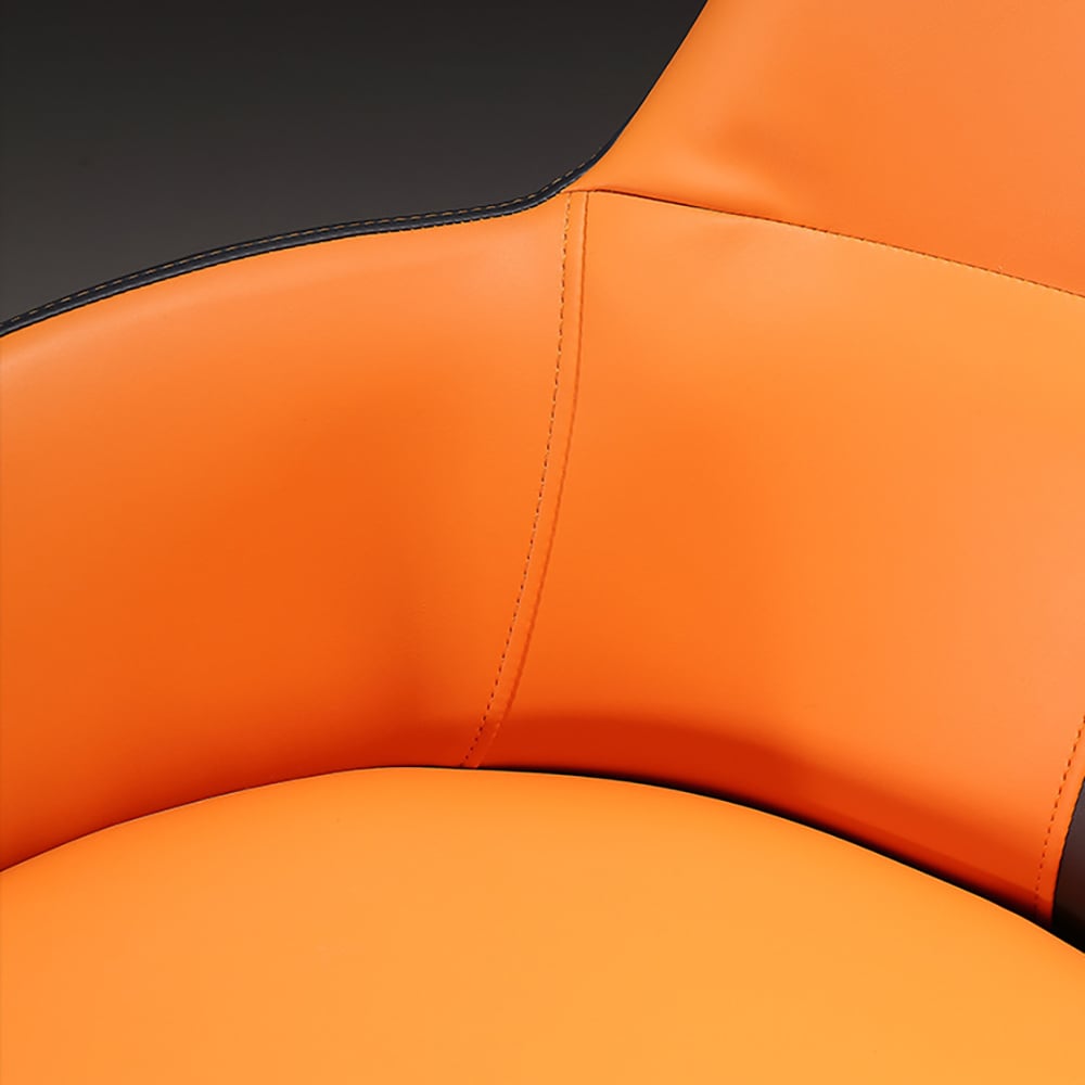 Modern Dining Chair High Back PU Leather Upholstered Dining Chair in Orange window image