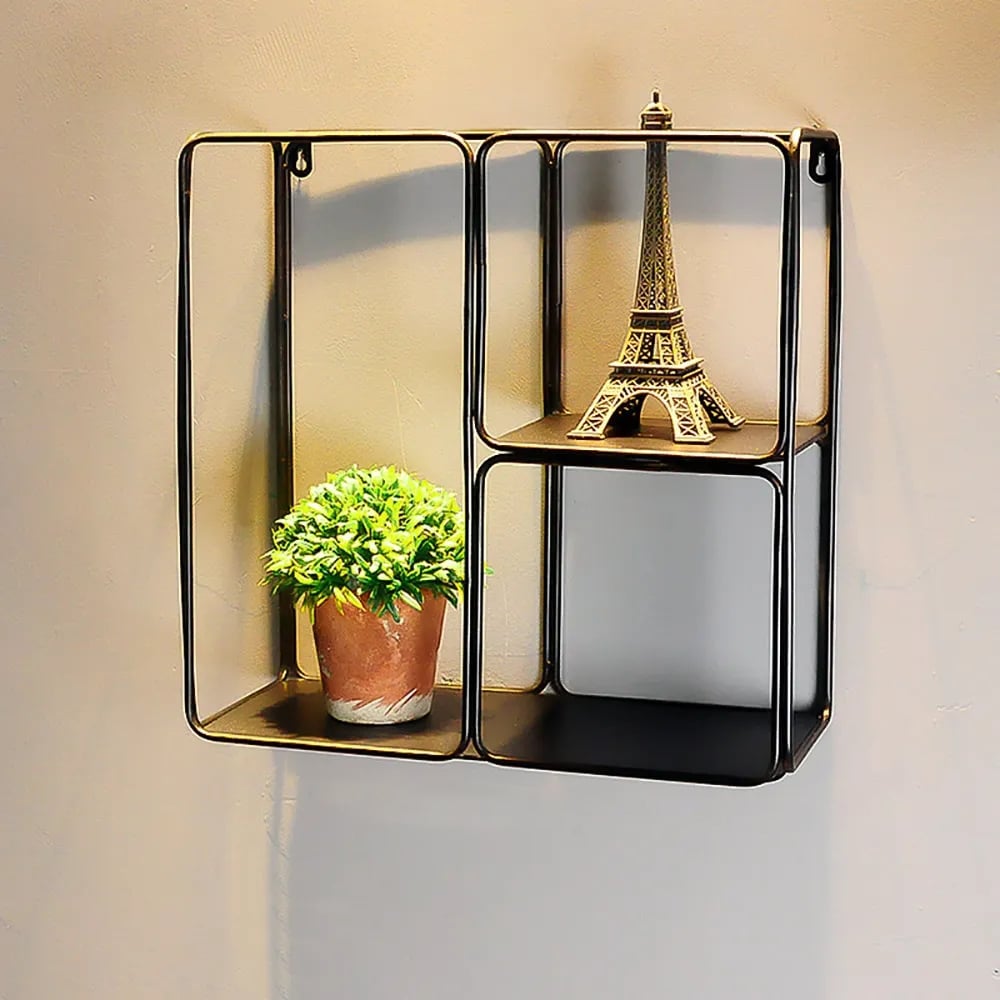 Modern Wall Mounted Shlef in Black Metal Style A window image