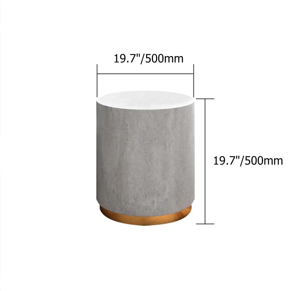 Deep Gray Side Table Round Cement End Table for Living Room window image