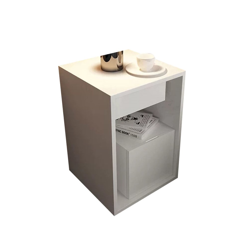 Witte bijzettafel met laden en planken bijzettafel Vensterafbeelding