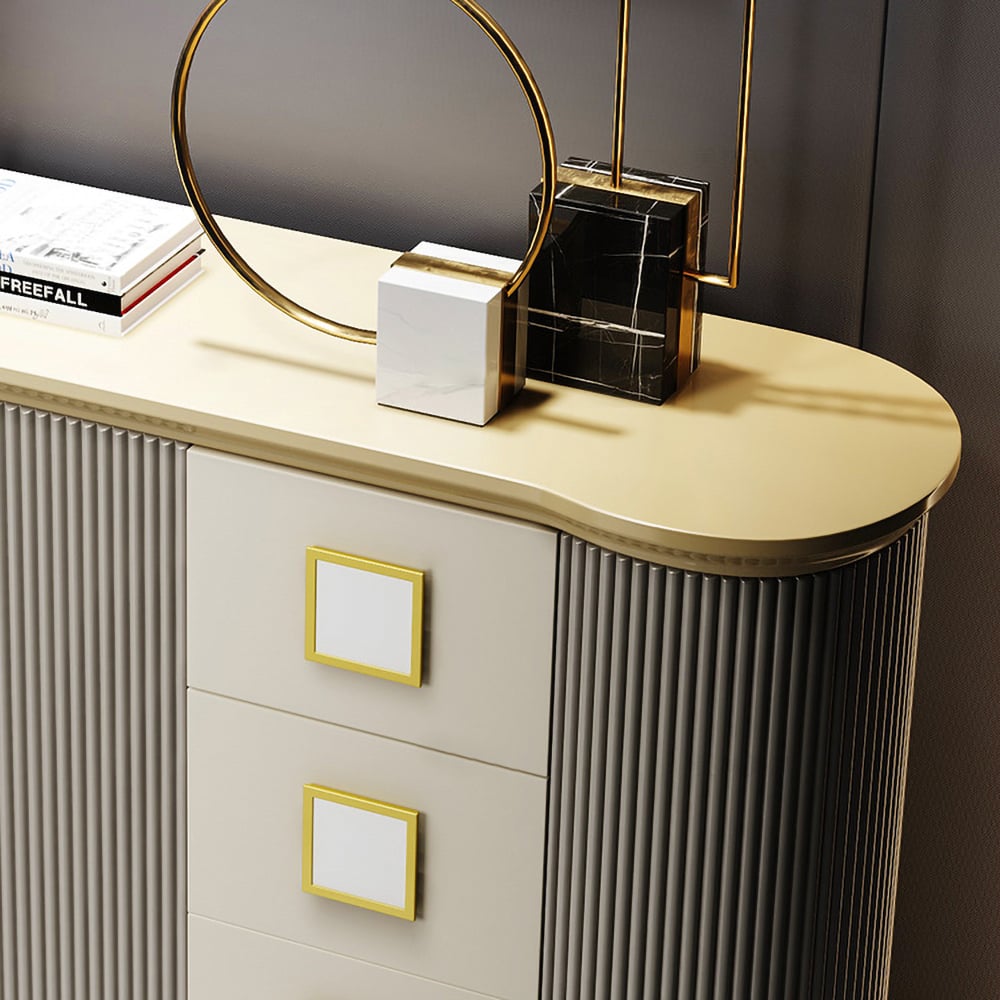 59" Modern Champagne Sideboard Buffet with Doors & Drawers & Shelf in Gold window image