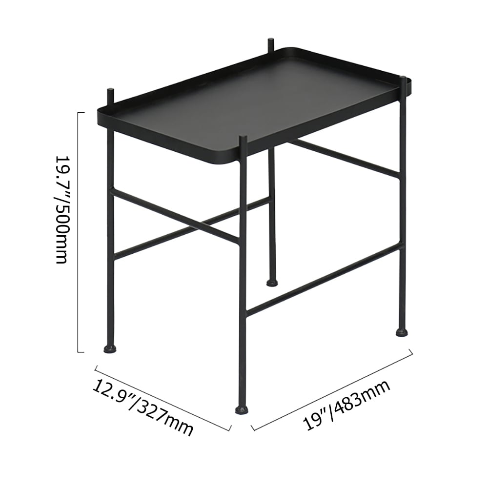 Black End Table with Tray Top Metal Frame Side Table window image