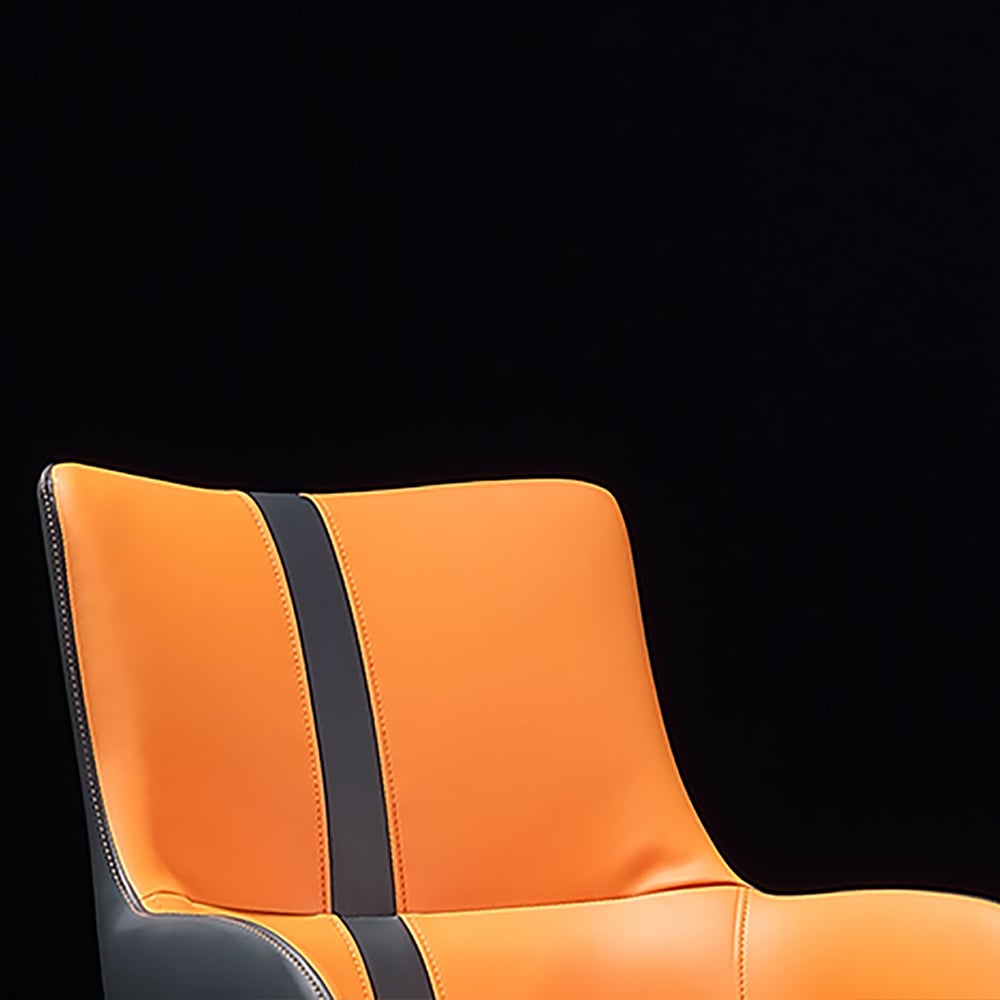 Modern Dining Chair High Back PU Leather Upholstered Dining Chair in Orange window image