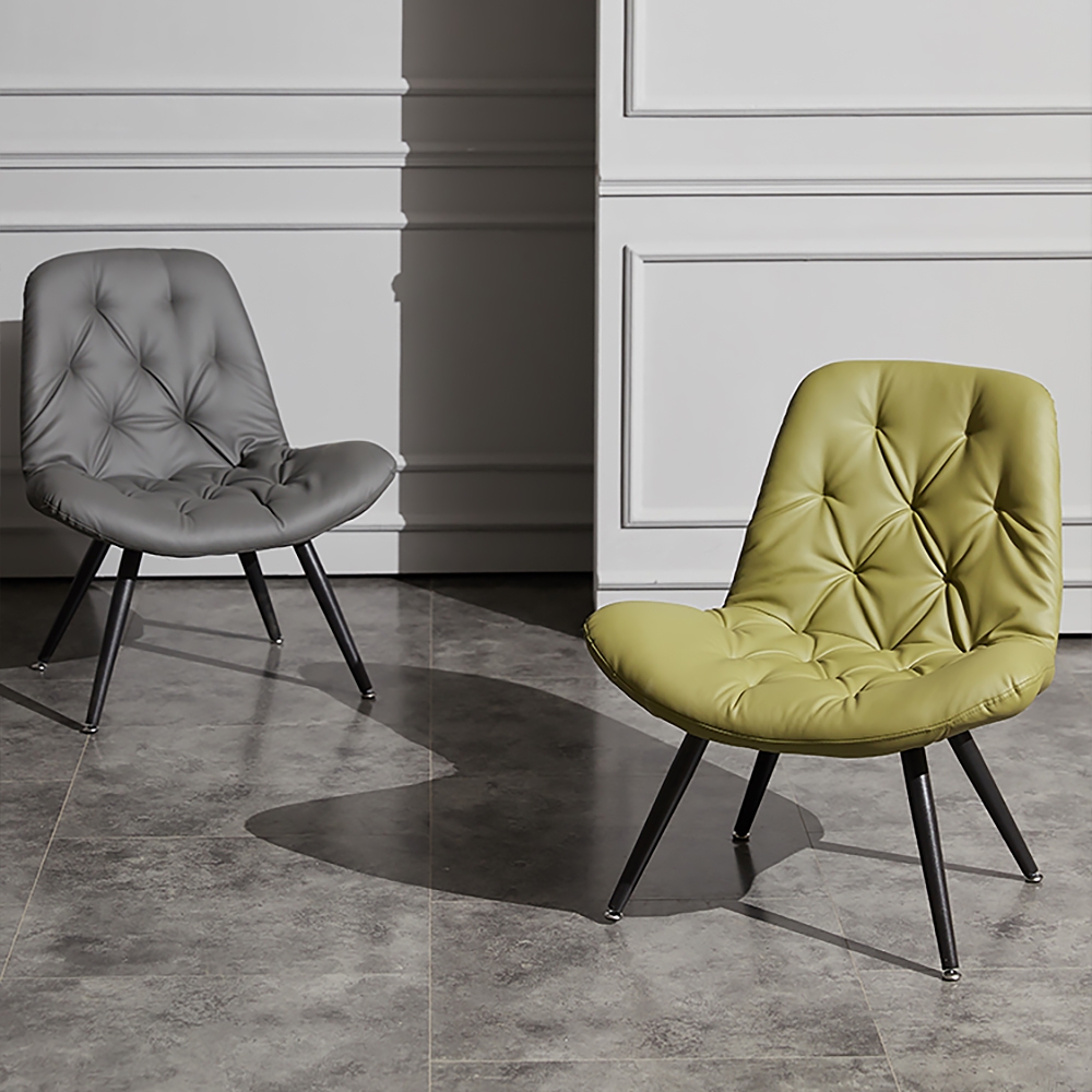 Modern Accent Chair Tufted PU Leather Upholstered Modern Chair window image